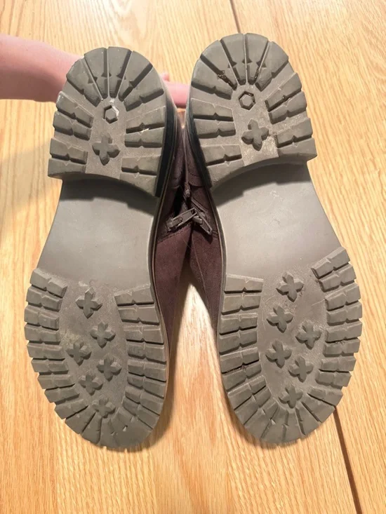 Kenzie Brown Combat Boots Size 10 Lace Up Side Zip - Picture 5 of 5